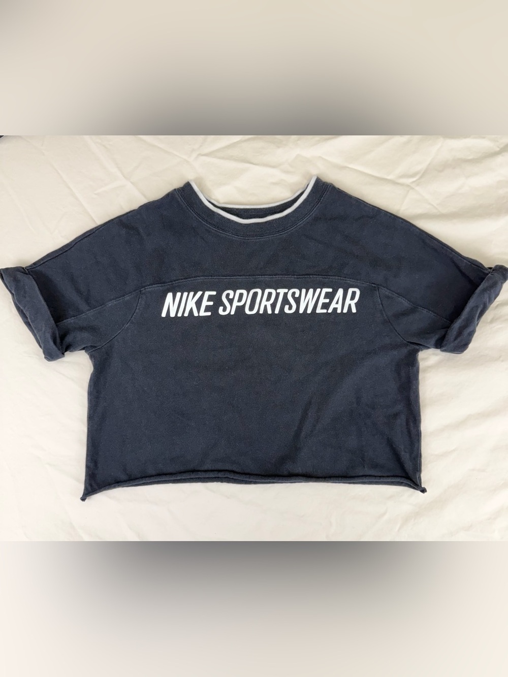 Nike Sportswear Retro Oversized Cropped Tee XS Black White Boxy EUC